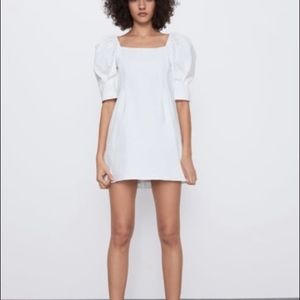 Zara white puff sleeve mini dress